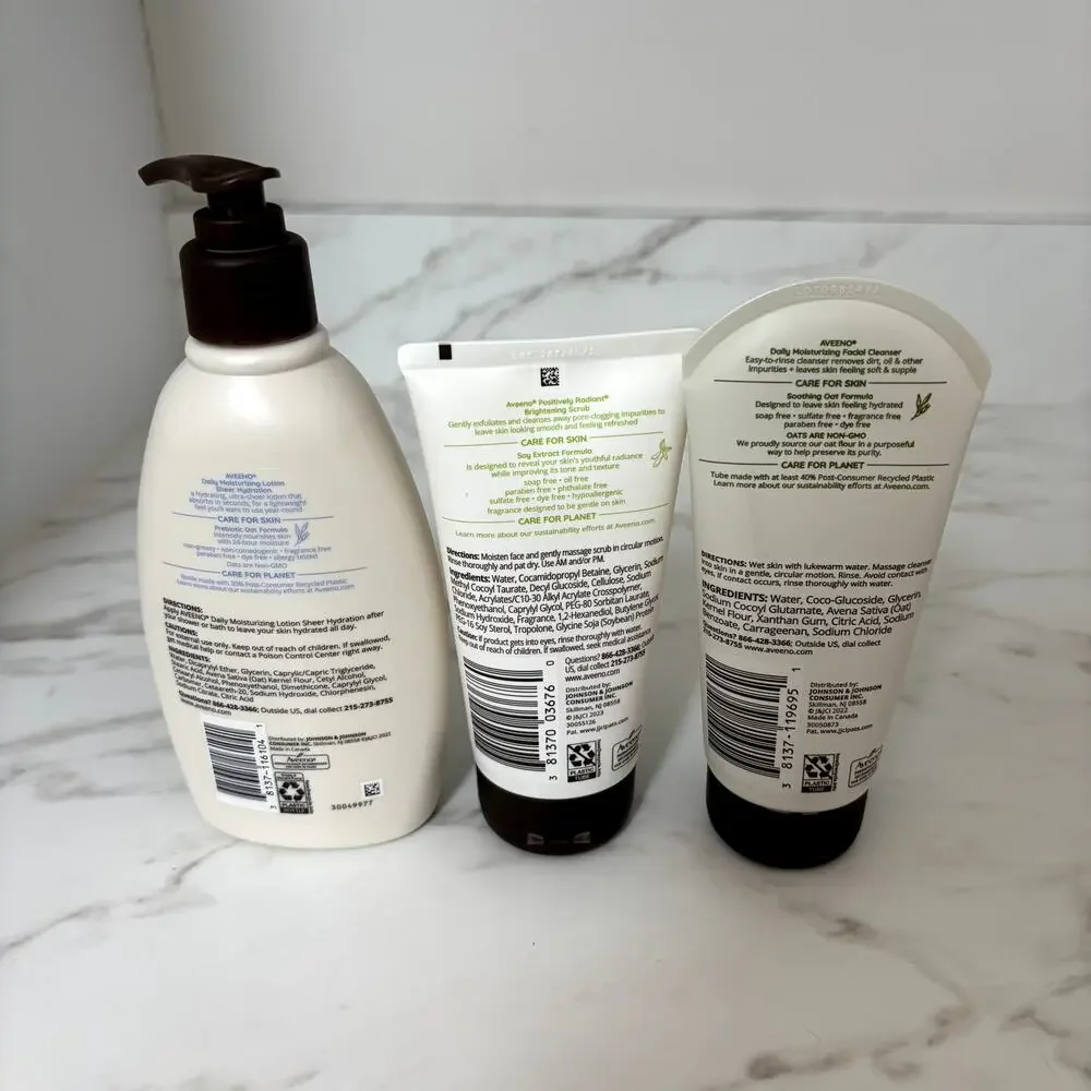 Lot of 3 Aveeno Lotion Facial Cleanser and Scrub